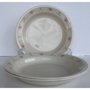 Set of 3 Corelle Forever Yours Flat  Rim Soup / Pasta Bowl 8 1/2 inches